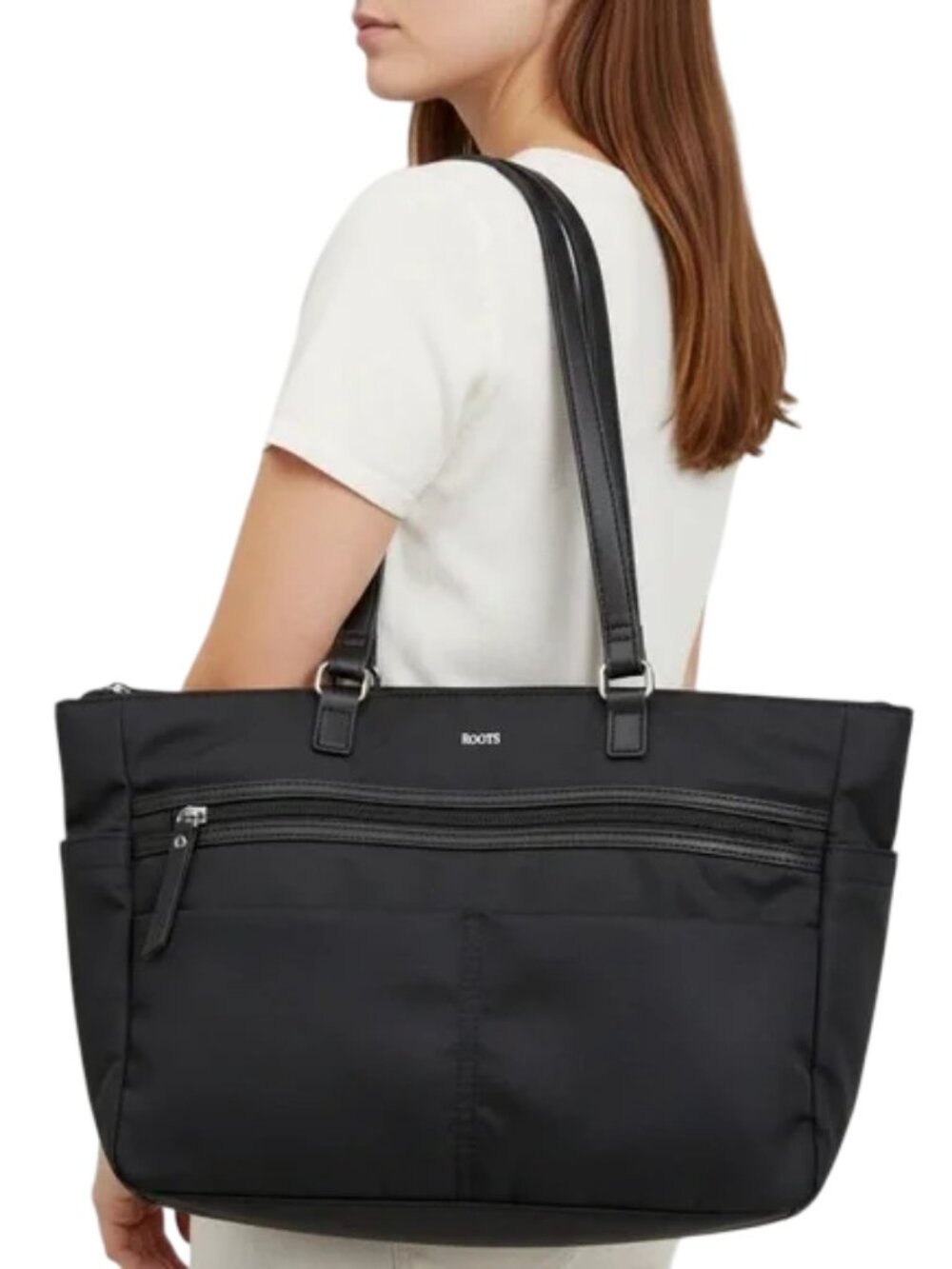Roots nylon shoulder bag black women's